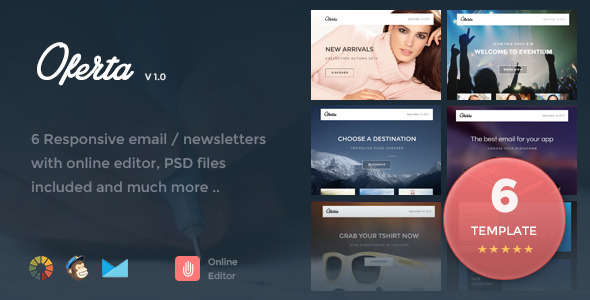 Oferta - 6 Responsive Newsletters + Online Editor