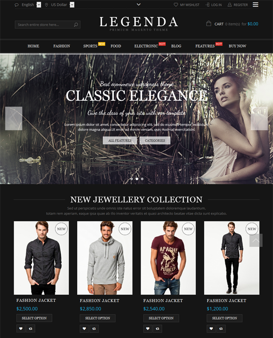 legenda dark magento theme