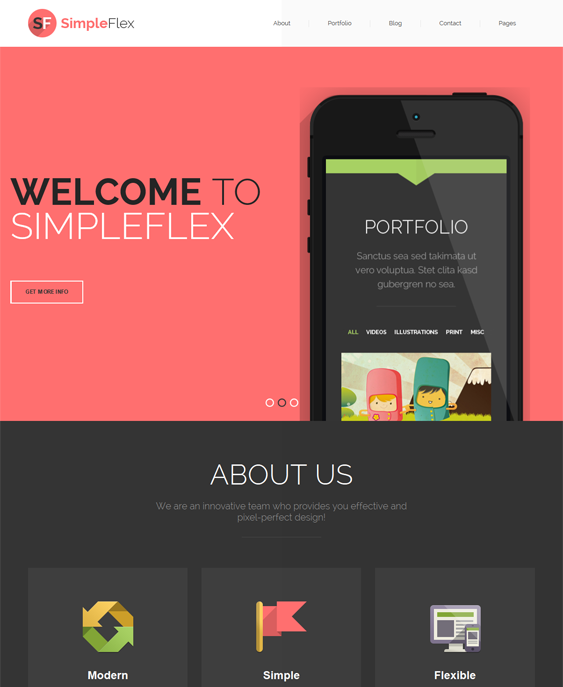 simpleflex one page drupal theme