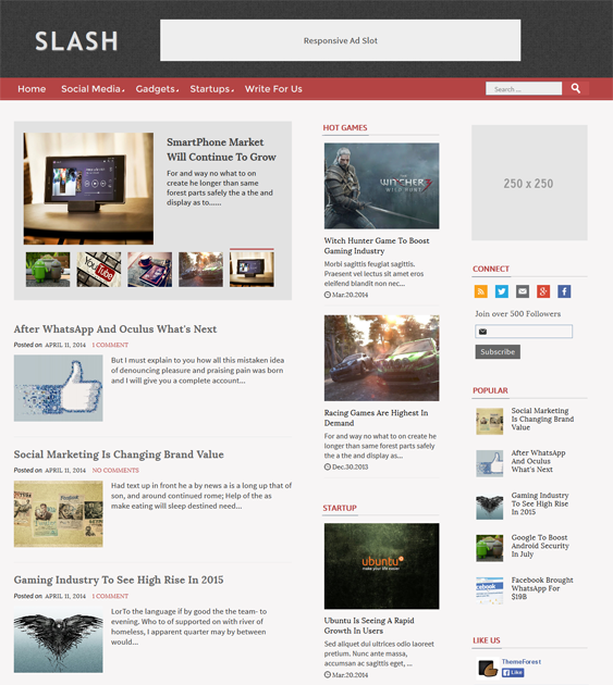 slash flat blogger theme