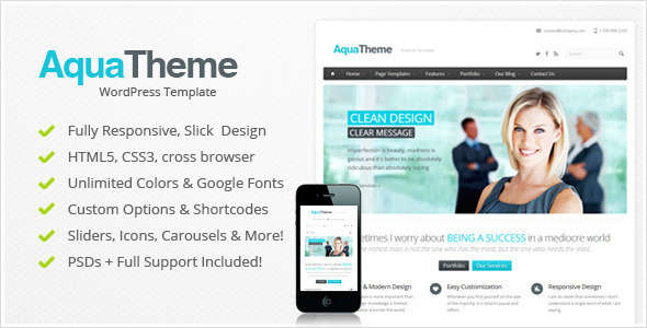 Aqua - Responsive Multi-Purpose WordPress Template