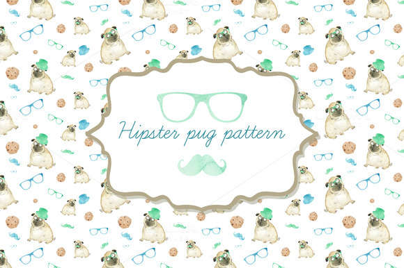 Hipster dog pattern