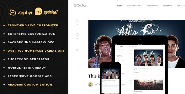Retina Responsive WordPress Blog - Zephyr