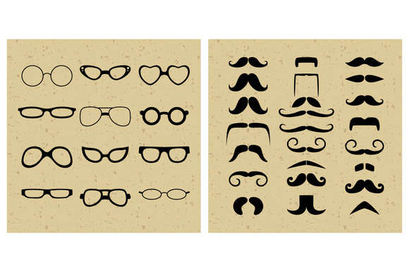 Set of Glasses and Moustache