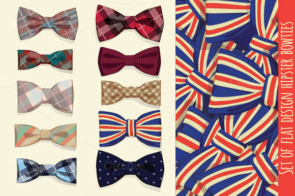 Set of flat design hipster bowties