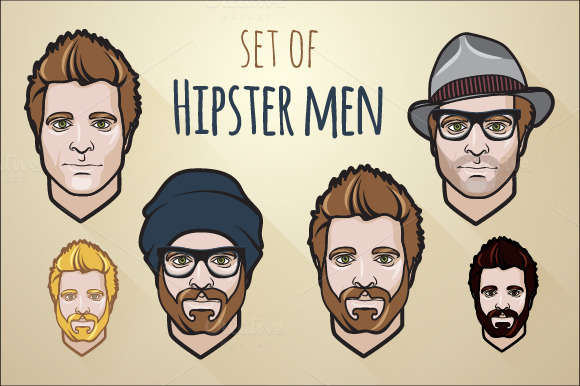 Set of hipster men