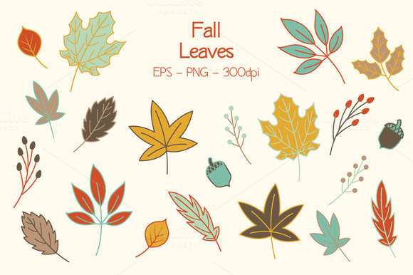 Autumn Fall Leaves Clip Art Set