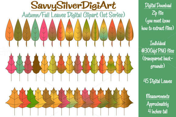Autumn Fall Leaves Digital Clipart