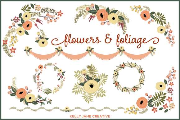 Autumn Flowers & Foliage Vector
