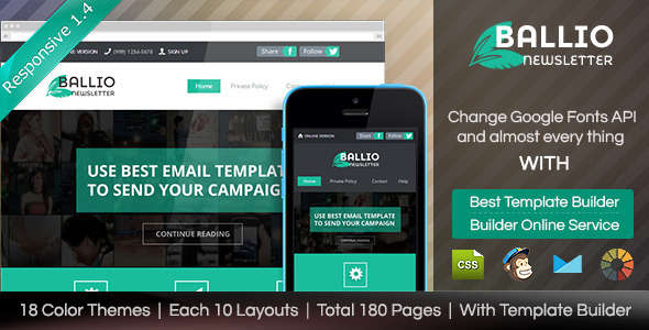 BALLIO-Flat Responsive Email With Template Builder