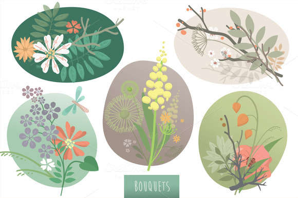 Bouquets floral vector set