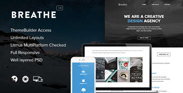 Breathe - Responsive Email + Themebuilder Access