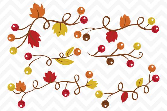 Clip Art Vector Fall Berry Vines