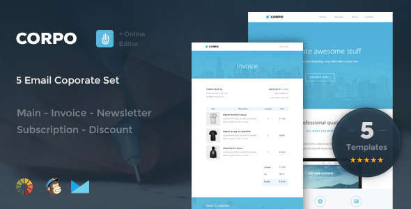 Corpo - 5 Email Corporate Set + Online Editor