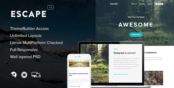 Escape - Responsive Email + Themebuilder Access