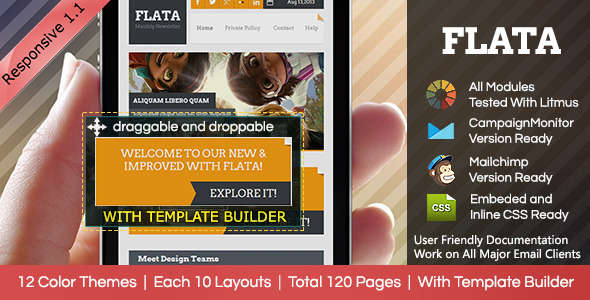 FLATA- Flat Responsive Email With Template Builder