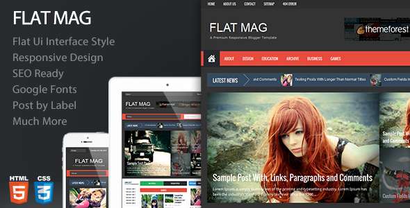 Flat Mag - Responsive Magazine Blogger Template