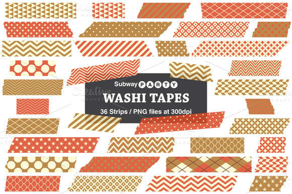 Gold & Orange Washi Tape Strips