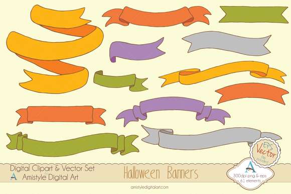 Halloween Banners Clipart&Vector