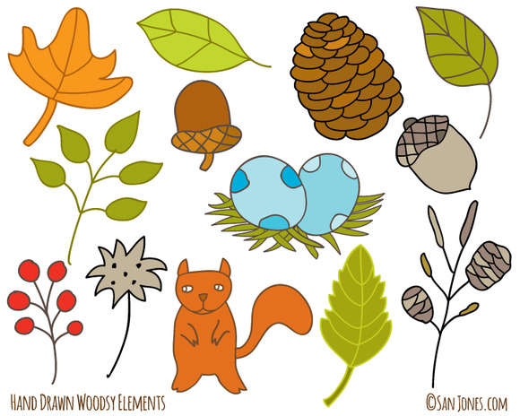 Hand drawn Fall Woodsy Elements