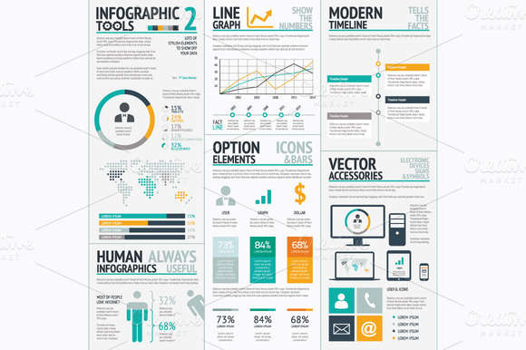 Infographic tools 2 big vector set