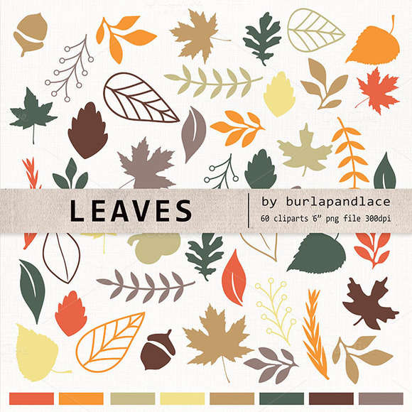 Leaves Digital Clipart Elements