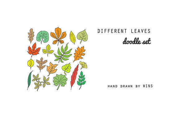 Leaves. Doodle set