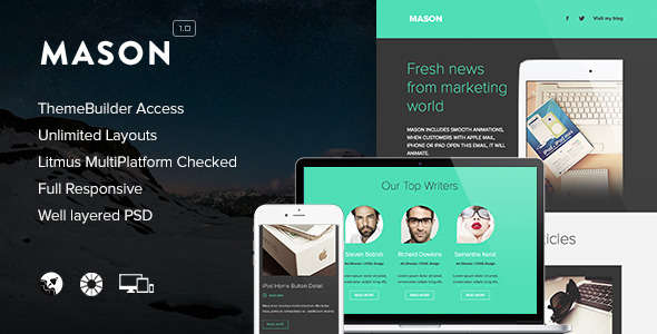 Mason - Responsive Email + Themebuilder Access