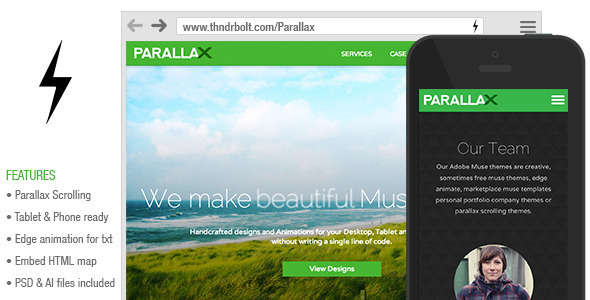 Parallax : Scrolling Muse Theme