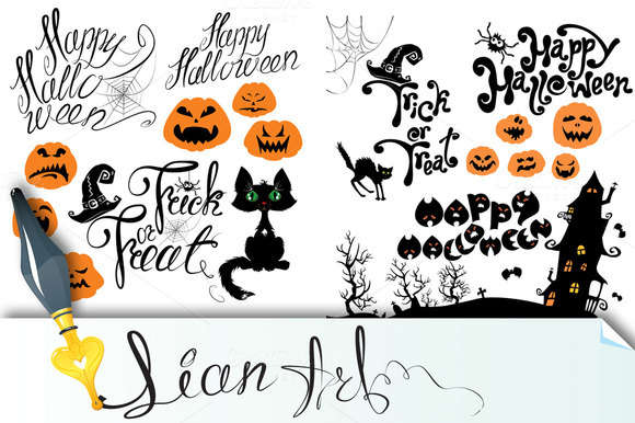Set of Halloween elements