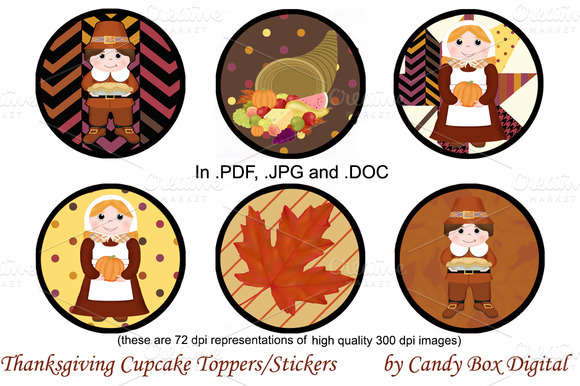 Thanksgiving Cupcake Toppers/Sticker