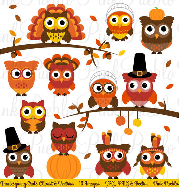 Thanksgiving Owl Clipart & Vectors