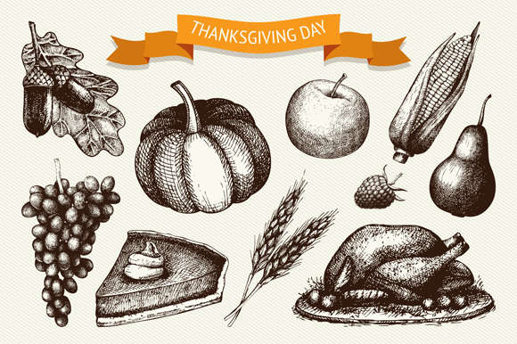 Thanksgiving day illustration set