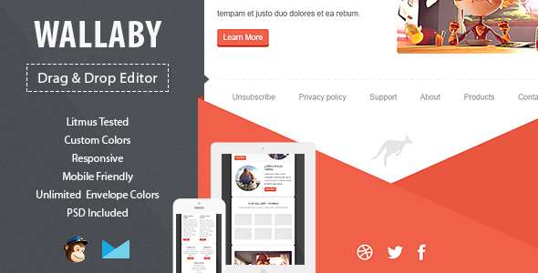 Wallaby Responsive Email Template with Editor
