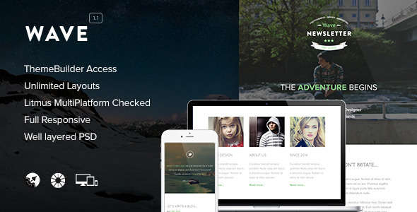 Wave - Responsive Email + Themebuilder Access