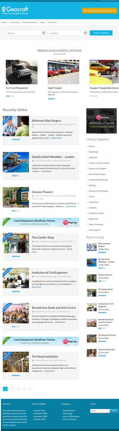 Geocraft Business Directory WordPress Theme - Screenshot