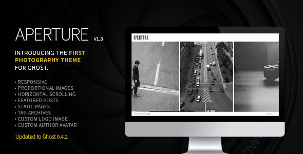 Aperture by QBKL is a Ghost theme which features fully responsive layouts, support for photo galleries, can be used for your portfolio and  minimal design.