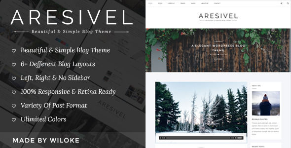Aresivel by Wilokeghost is a Ghost theme which features Retina display support, support for RTL languages, fully responsive layouts, Google Fonts support, clean design, is great for your personal site, blogging related layouts and optimizations, a grid layout and  minimal design.