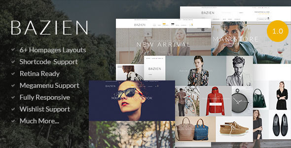Bazien by Greentheme is a Shopify theme which features Retina display support and  fully responsive layouts.