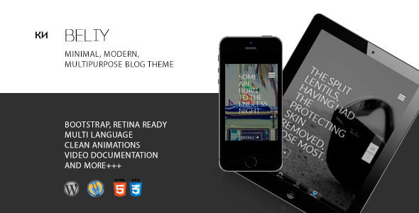 Beliy by Ki-themes is a WordPress theme which features parallax elements, one page layouts, fully responsive layouts, search engine optimization, clean design, Bootstrap framework utilization, can be used for your portfolio, is great for your personal site and minimal design.