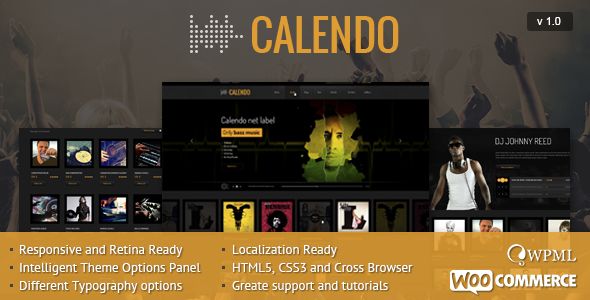 Calendo Responsive WordPress Theme by CRIK0VA is a WordPress music theme which features fully responsive layouts, search engine optimization, WooCommerce integration and magazine style layouts.
