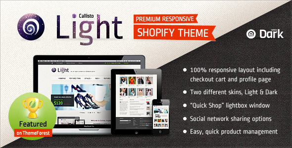 Callisto For Shopify by Planetshine is a Shopify theme which features support for RTL languages, fully responsive layouts and  search engine optimization.