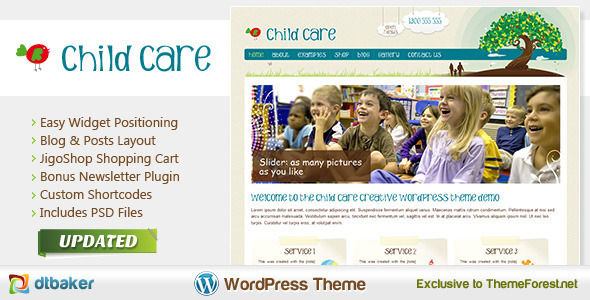 Child Care Creative by Dtbaker is a kids store WordPress theme which features fully responsive layouts and WooCommerce integration.