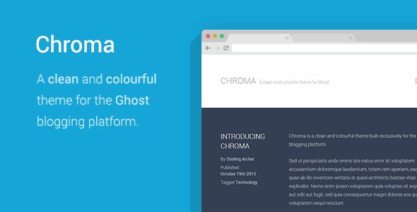 Chroma by JollyGoodThemes is a Ghost theme which features fully responsive layouts, Google Fonts support, clean design, blogging related layouts and optimizations, Colorful and  minimal design.