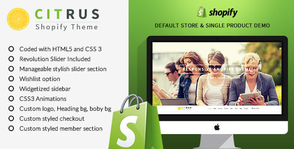 Citrus One-Page Parallax Shopify Theme by BuddhaThemes is a Shopify theme which features parallax elements, one page layouts, fully responsive layouts, Google Fonts support, Revolution Slider, clean design, can be used for your portfolio, corporate style visuals and  flat design aesthetics.