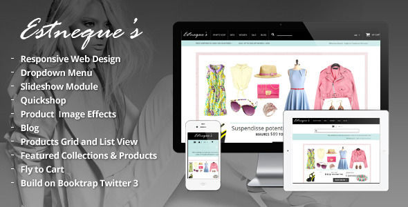 Clothing Store Shopify Theme by Tvlgiao is a Shopify theme which features parallax elements, support for RTL languages, fully responsive layouts, Google Fonts support, WooCommerce integration, clean design, Bootstrap framework utilization, Colorful, a grid layout and  minimal design.