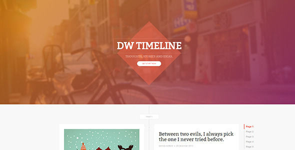 DW Timeline Ghost by Designwall_wp is a Ghost theme which features Bootstrap framework utilization and  blogging related layouts and optimizations.