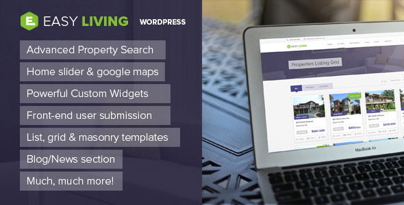 Easy Living by RypeCreative is a niche WordPress theme with frontend submission functionality which features support for RTL languages, fully responsive layouts, clean design, Bootstrap framework utilization, bold design elements, masonry post layouts and a grid layout.