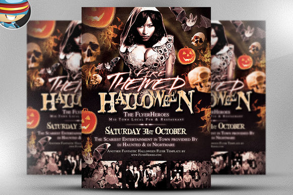 Fire Themed Halloween Flyer Template by FlyerHeroes is available from CreativeMarket for $9.