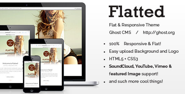 Flatted Responsive And Flat Theme For The Ghost CMS by Ahmettopal is a Ghost theme which features one page layouts, fully responsive layouts, can be used for your portfolio, is great for your personal site, blogging related layouts and optimizations, flat design aesthetics and  minimal design.